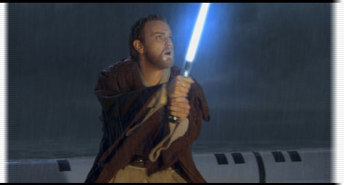 Wet Obi-Wan with his lightsaber